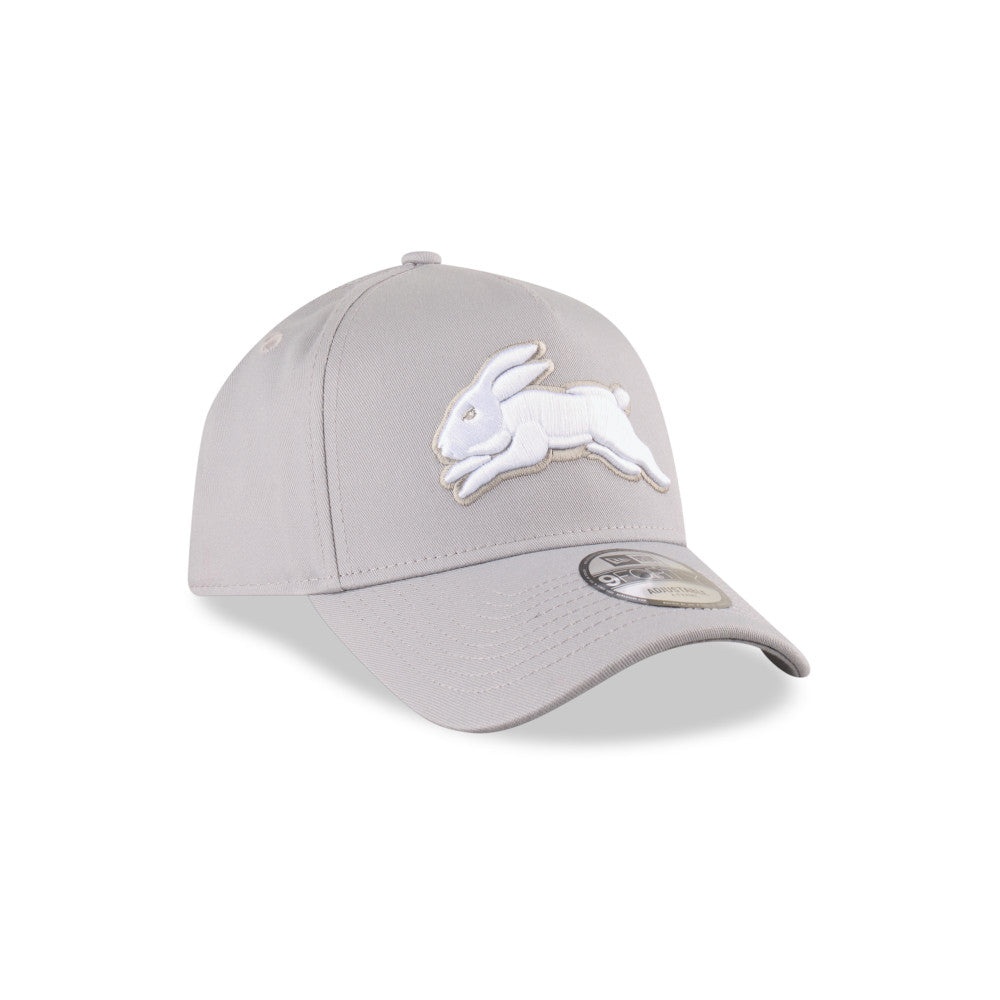 South Sydney Rabbitohs Hat - 2025 Grey White 9Forty A-Frame NRL Snapback Cap - New Era